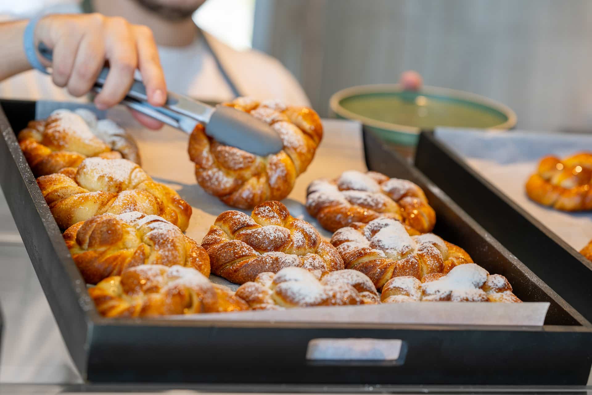 Freshly baked homemade cinnamon buns at Restaurant SKREI